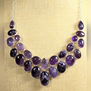 Amethyst Large Stone Statement Necklace